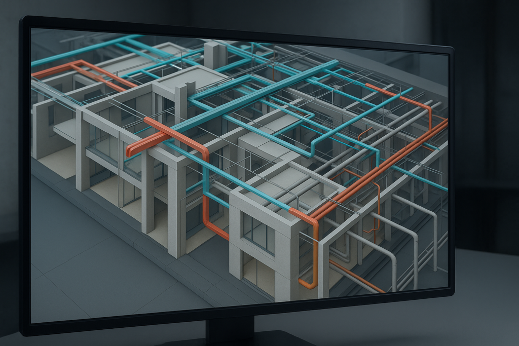 análise de interferências em projetos BIM multidisciplinares identificando conflitos entre disciplinas em modelo 3D
